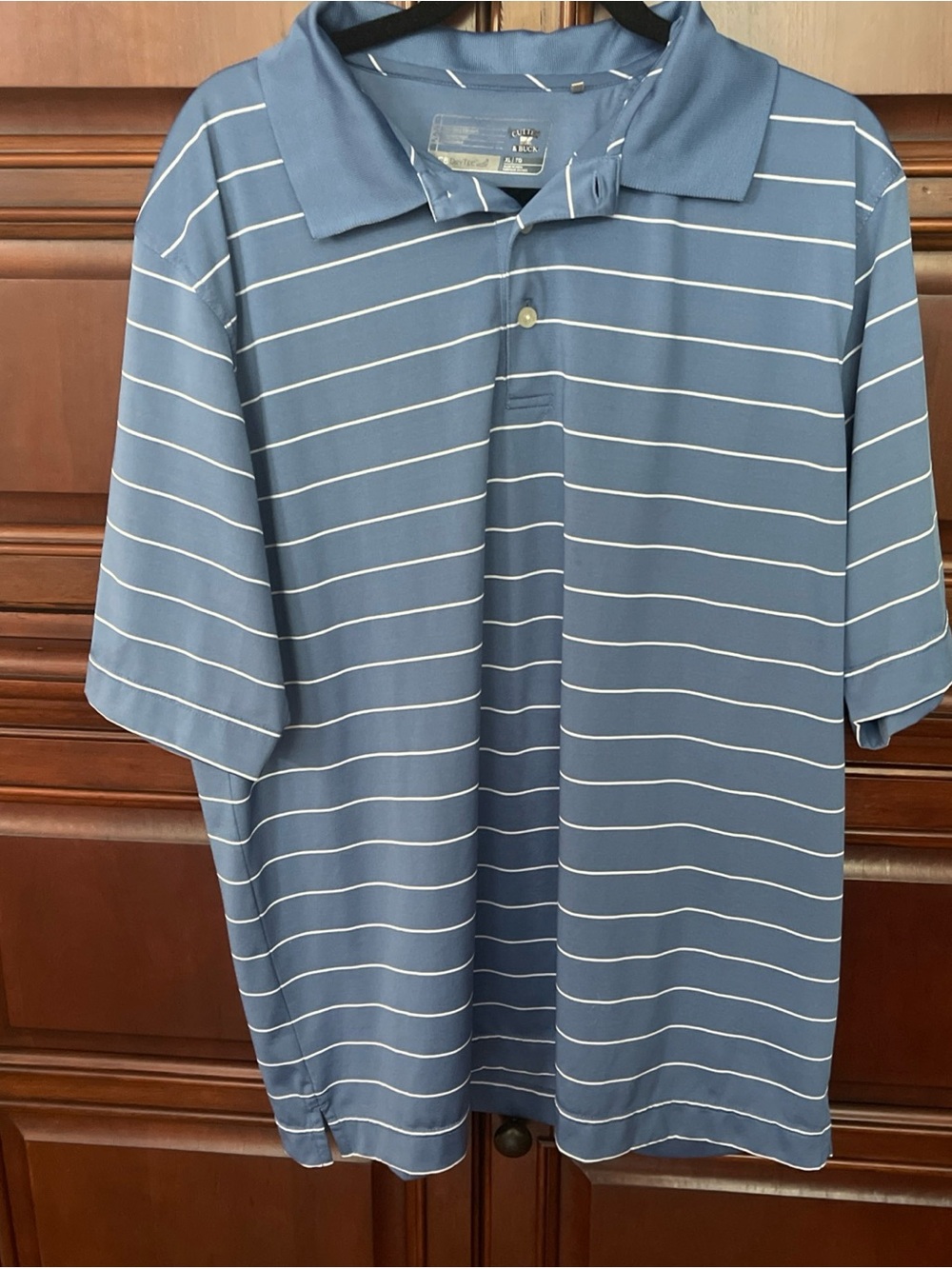 Cutter & Buck Slate Blue Polo with White Stripes XL